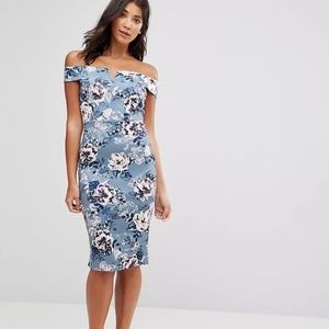 ASOS Paper Dolls Bardot Vintage Floral Pencil Dress